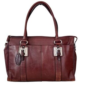 Wilsons Leather Computer Bag Attache 100% Genuine Leather Oxblood Red/Brown